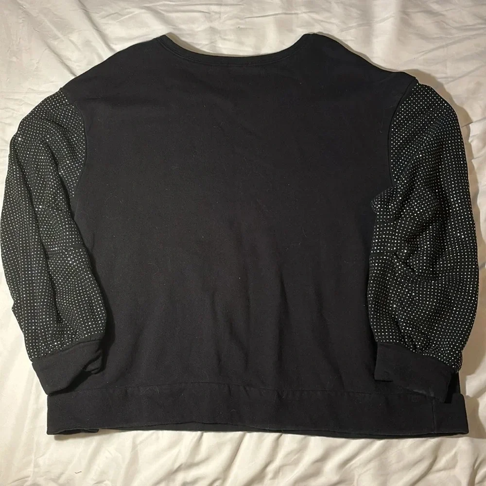 INC Womens Embellished-Sleeve Black Sweatshirt - Picture 12 of 12